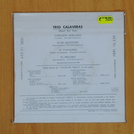 TRIO CALAVERAS - CORAZON MEJICANO + 3 - EP