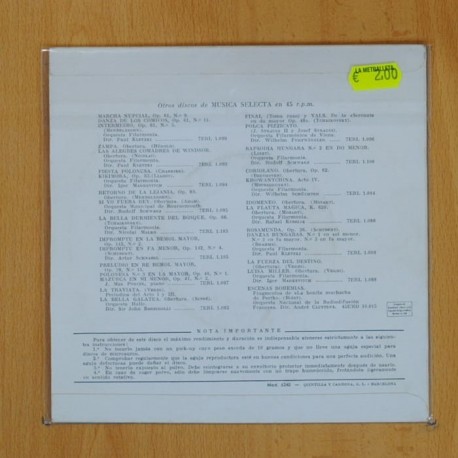 CHARLES MACKERRAS - WATER MUSIC - EP