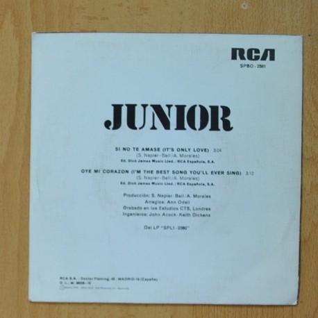 JUNIOR - SI NO TE AMASE - SINGLE