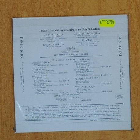 TXISTULARIS DEL AYUNTAMIENTO DE SAN SEBASTIAN - MENDIKO SOÃUAK + 3 - EP