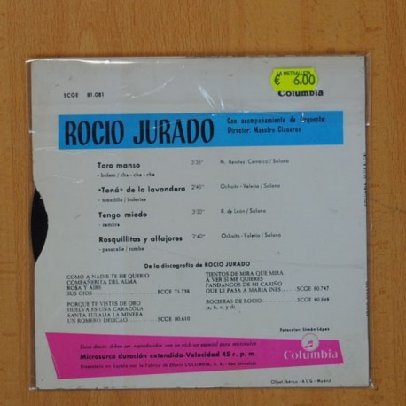 ROCIO JURADO - TORO MANSO + 3 - EP