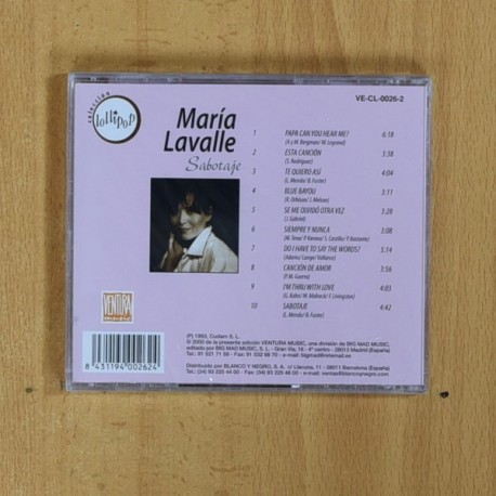 MARIA LAVALLE - SABOTAJE - CD
