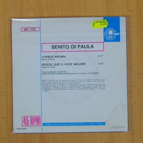 BENITO DI PAULA - CHARLIE BROWN / BELEZA QUE E VOCE MULHER - SINGLE