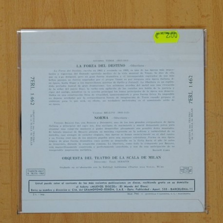 TULLIO SERAFIN - LA FORZA DEL DESTINO / NORMA - SINGLE