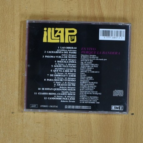 ILLAR - EN VIVO PARQUE LA BANDERA - CD