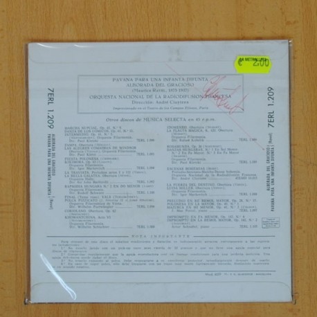 MAURICE RAVEL - PAVANA PARA UNA INFANTA DIFUNTA / ALBORADA DEL GRACIOSO - SINGLE