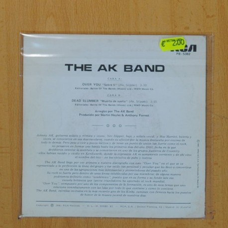 THE AK BAND - OVER YOU / DEAD SLUMBER - SINGLE