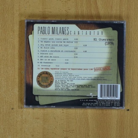 PABLO MILANES - EL GUERRERO - CD