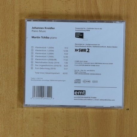 JOHANNES KREIDLER - PIANO MUSIC - CD