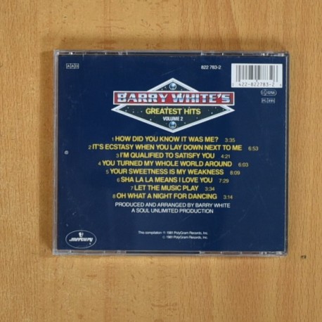 BARRY WHITE - GREATEST HITS VOLUME 2 - CD
