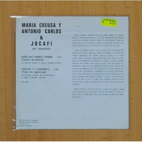 MARIA CREUSA Y ANTONIO CARLOS & JOCAFI - NIÃA NO DEBES TEMER, DOLOR Y LAGRIMAS - SINGLE