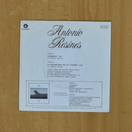ANTOJIO RESINES - SOMBRAS - SINGLE