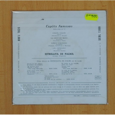 ESTRELLITA DE PALMA - CUPLES FAMOSOS - COLON COLON + 3 - EP