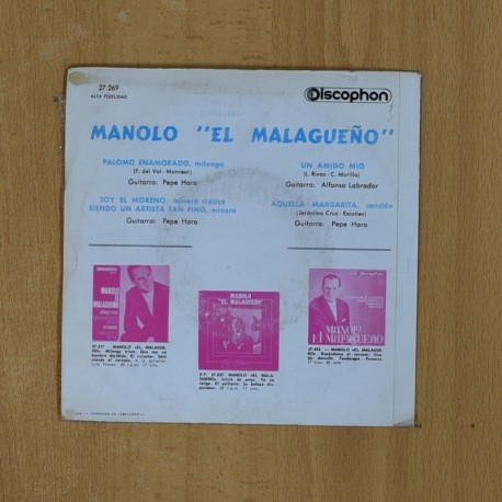 MANOLO EL MALAGUEÑO - PALOMO ENAMORADO + 5 - EP