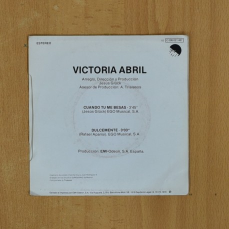 VICTORIA ABRIL - CUANDO TU ME BESAS - SINGLE