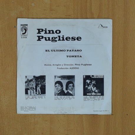 PINO PUGLIESE - EL ULTIMO PAYASO / TONETA - SINGLE