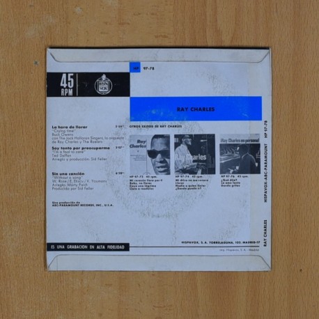 RAY CHARLES - LA HORA DE LLORAR + 3 - EP