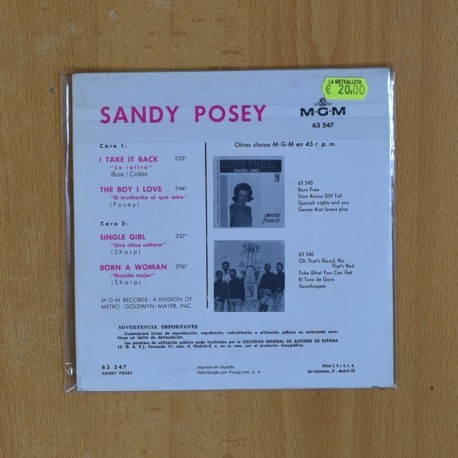 SANDY POSEY - I TAKE IT BACK + 3 - EP
