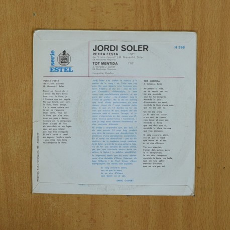 JORDI SOLER - PETITA FESTA / TOT MENTIDA - SINGLE