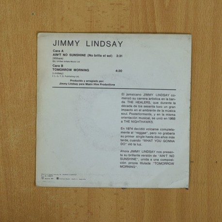 JIMMY LINDSAY - AINT NO SUNSHINE - SINGLE