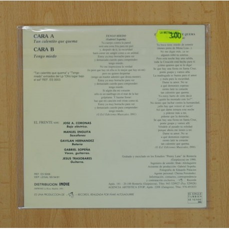 EL FRENTE - TAN CALENTITO QUE QUEMA / TENGO MIEDO - SINGLE