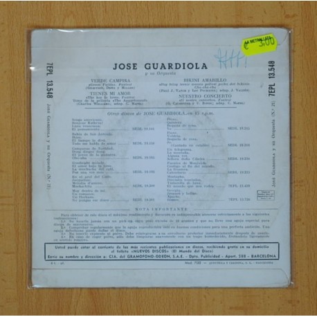 JOSE GUARDIOLA - VERDE CAMPIÃA + 3 - EP