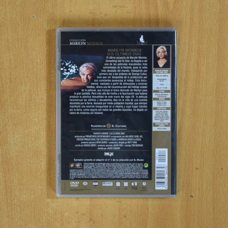 MARILYN MONROE SUS ULTIMOS DIAS - DVD