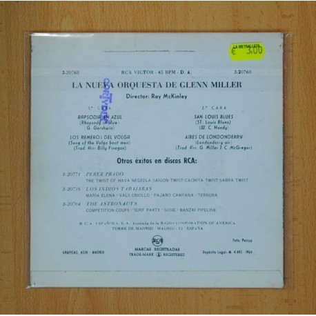 LA NUEVA ORQUESTA DE GLENN MILLER - RAPSODIA EN AZUL + 3 - EPP