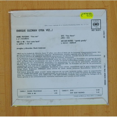 ENRIQUE GUZMAN - OTRA VEZ ...! - DAME FELICIDAD + 3 - EPP