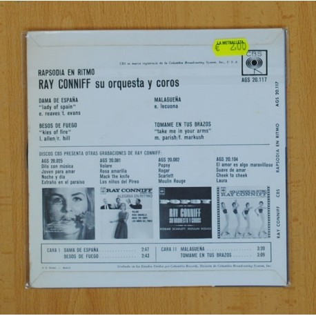 RAY CONNIFF - DAMA DE ESPAÃA + 3 - EPP