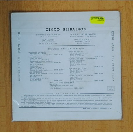 CINCO BILBAINOS - BILBAO Y SUS PUEBLOS + 3 - EP