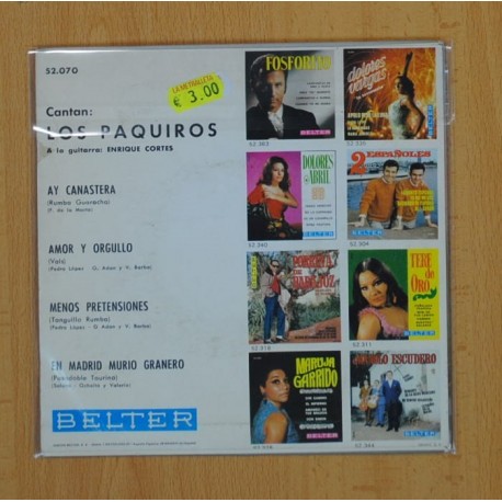 LOS PAQUIROS - AY CANASTERA + 3 - EP