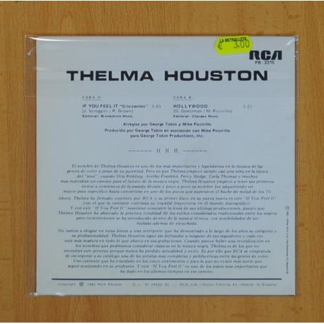 THELMA HOUSTON - IF YOU FEEL IT / HOLLYWOOD - SINGLE