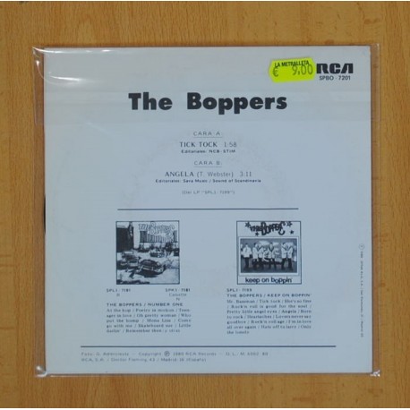 THE BOPPERS - TICK TOCK / ANGELA - PROMO ETIQUETA BLANCA - SINGLE