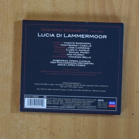 DONIZETTI - LUCIA DI LAMMERMOOR - CD