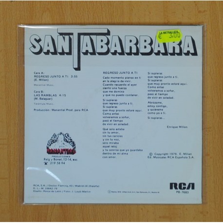 SANTABARBARA - REGRESO JUNTO A TI / LAS RAMBLAS - SINGLE