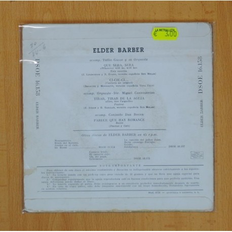 ELDER BARBER - QUE SERA SERA + 3 - EP