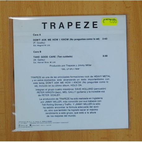 TRAPEZE - DONÂ´T ASK ME HOW Y KNOW / TAKE GOOD CARE - SINGLE