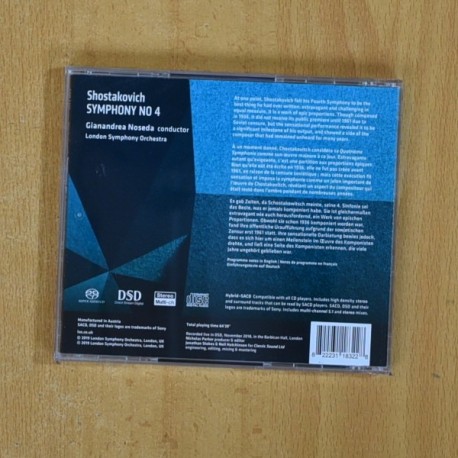 SHOSTAKOVICH - SYMPHONY NO 4 - CD