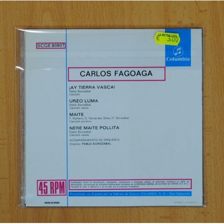 CARLOS FAGOAGA - AY TIERRA VASCA + 3 - EP