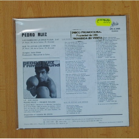 PEDRO RUIZ - LAS DAMAS DE LA CRUZ FLOJA / QUE TE JOYAN LOS DEMAS - SINGLE