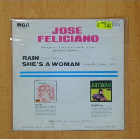 JOSE FELICIANO - RAIN / SHEÂ´S A WOMAN - SINGLE