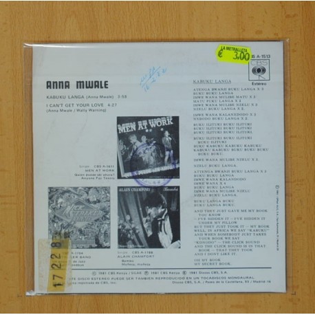 ANNA MWALE - KABUKU LANGA / I CANÂ´T GET YOUR LOVE - SINGLE