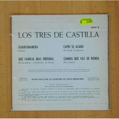 LOS 3 DE CASTILLA - GUANTANAMERA + 3 - EP