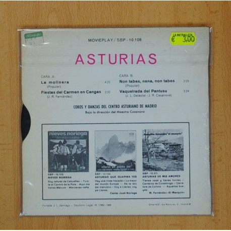 COROS Y DANZAS DEL CENTRO ASTURIANO DE MADRID - LA MOLINERA +3 - EP