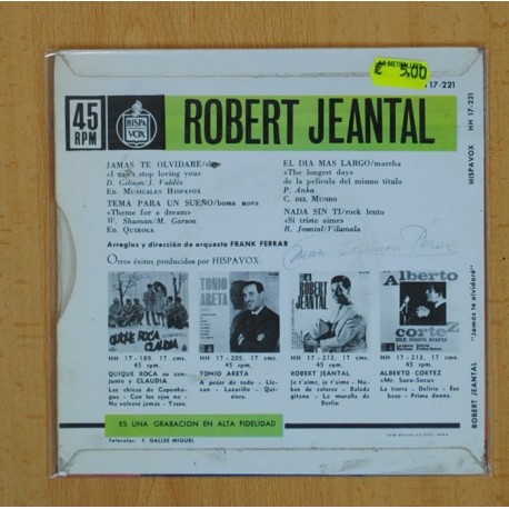 ROBERT JEANTAL - JAMAS TE OLVIDARE + 3 - EP