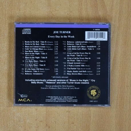 JOE TURNER - EVERY DAY IN THE WEEK - CD
