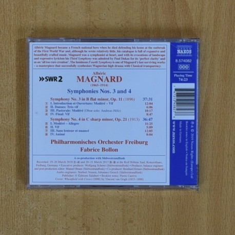 MAGNARD - SYMPHONIES NOS 3 AND 4 - CD