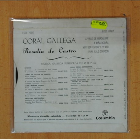 CORAL GALLEGA ROSALIA DE CASTRO - A VIRXE DE GUADALUPE + 3 - EP