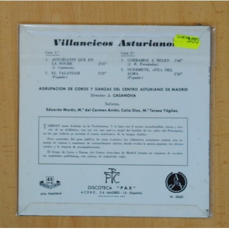 VILLANCICOS ASTURIANOS - ASTURIANIN QUE EN LA NOCHE + 3 - EP